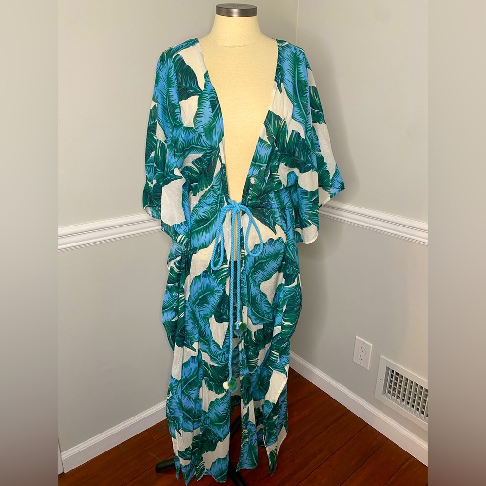 True Destination Banana Leaf Maxi Kimono Robe